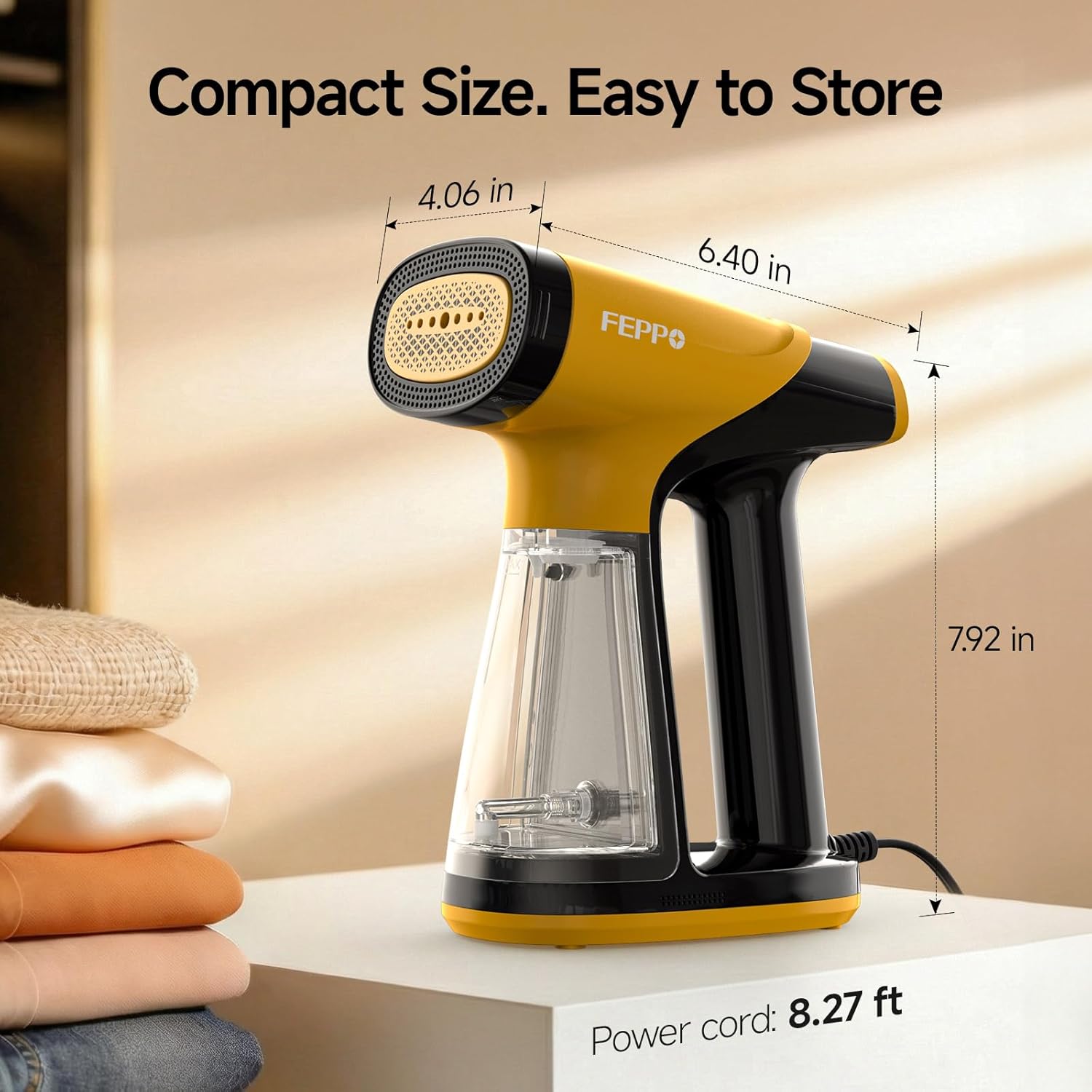 FEPPO Vacuum Steamer for Clothes, Handheld Garment Steamer with Suction, 2-in-1 Steam & Iron, LED Display, Adjustable Suction & Steam Modes, One-Hand Vacuum Steamer for Home (For 110-120V)