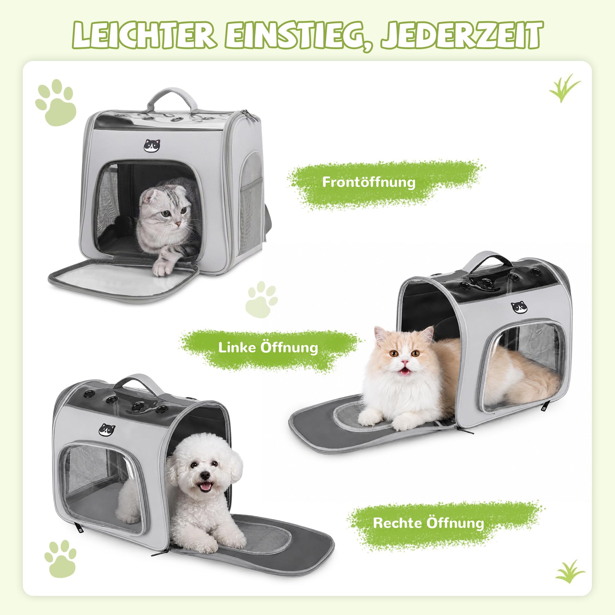 ALLSOPETS Katzen Hunderucksack für Katzen und Kleine Hunde, Wolken Grau