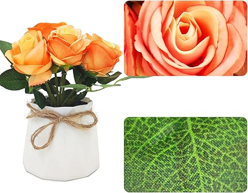 Miniatura 3 de Ziosxin Juego de flores artificiales en maceta, flores artificiales bonsái, ramo de flores falsas con maceta, arreglo de flores de seda para