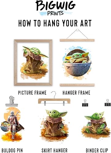 Miniatura 8 de BigWigPrints Póster de Baby Yoda – Baby Yoda & Star Wars decoración de pared, decoración de habitación para niños y guardería, paquete de 6 (8 x 10