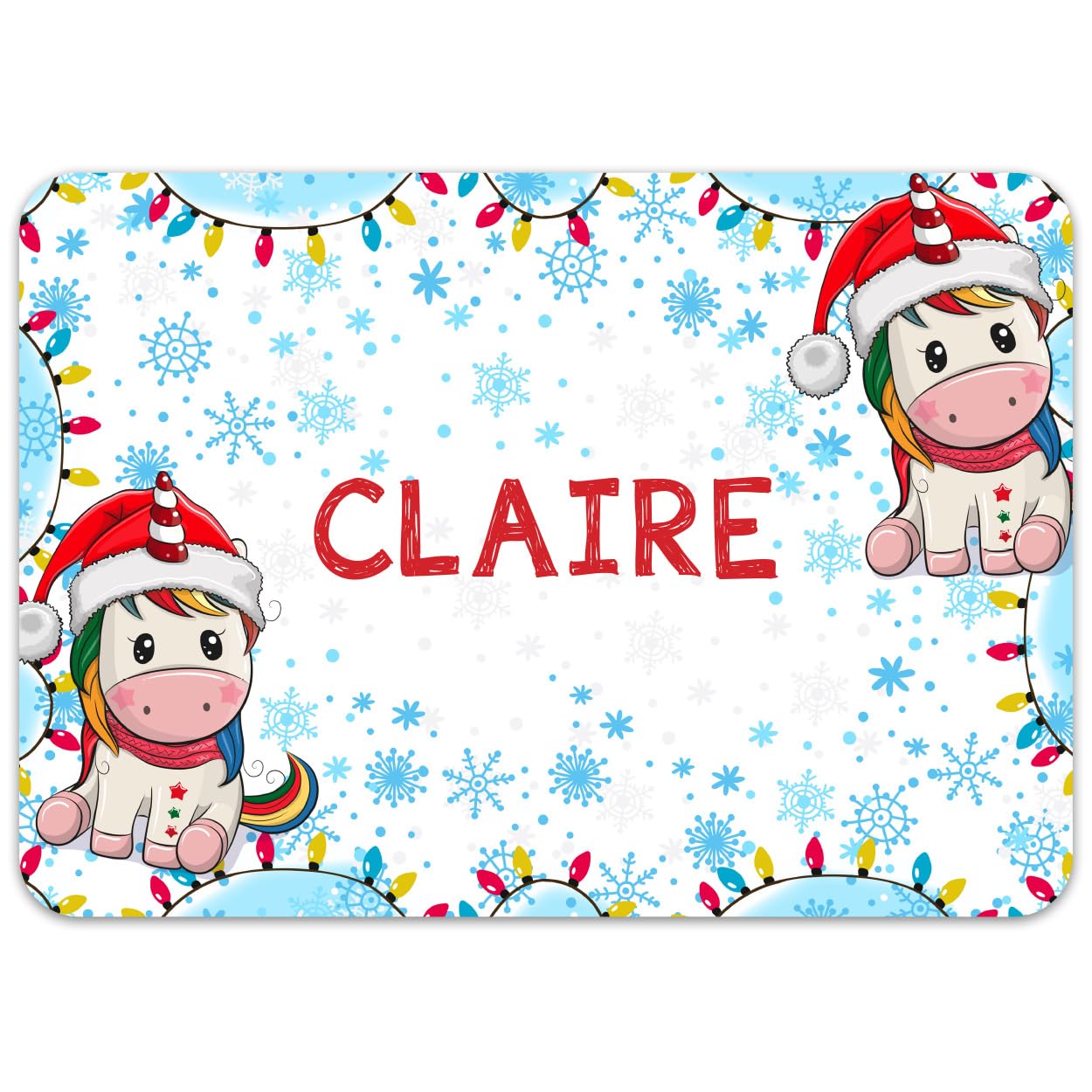 Paper Themes Christmas Unicorns Personalised Christmas Placemats (Christmas Unicorns)