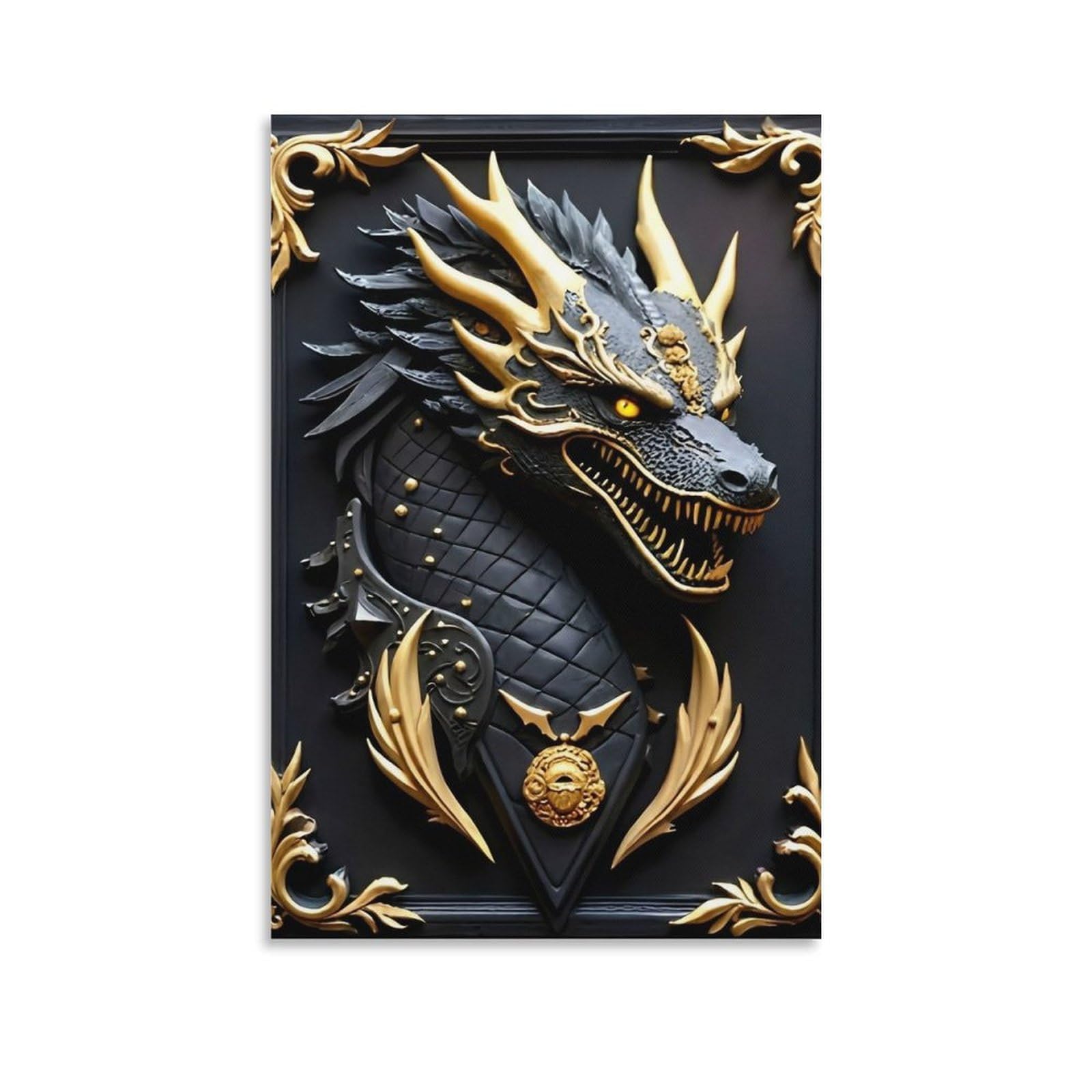 DHBANEIOK Dragon Head Art_1 Poster Artwork Giclee Canvas Prints Modern Wall Art Picture Wall Hanging for Home Decorations 08x12inch(20x30cm)