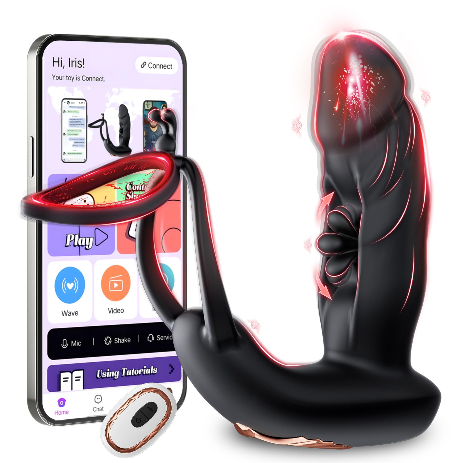Vibromasseur Plug Anal Sex Toys - Prostate Vibrations Stimulant Sextoyse Homme Sex, App Expansion Toy Anals Godemichet avec 10 Modes de Vibration & Claquement pour Gay, Télécommandé Masturbeuse Anus