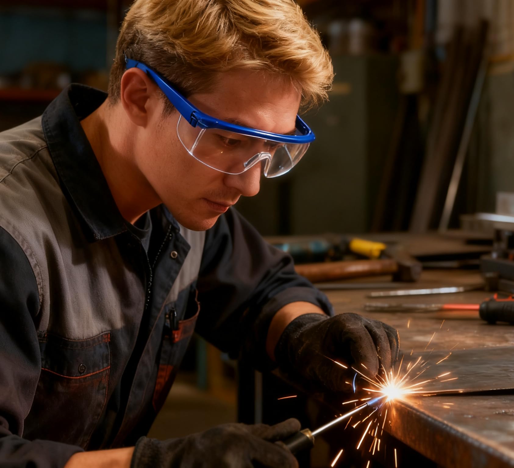Gafas de seguridad transparentes antivaho, certificadas industriales, ligeras (paquete de 4)