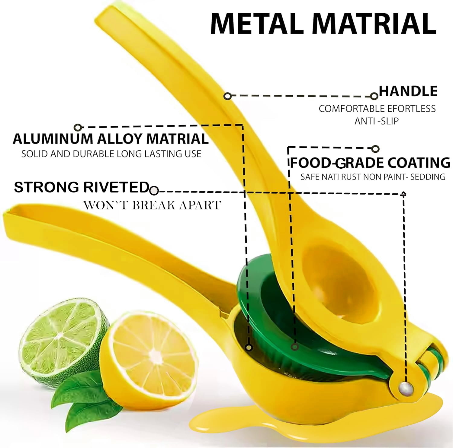 Metal 2-in-1 Lemon Squeezer - Heavy-Duty Hand Juicer for Lemons, Limes & Oranges - Manual Citrus Juicer & Zester - Durable, Easy-to-Clean Lemon Juicer Squeezer - Must-Have Kitchen Gadget 2025