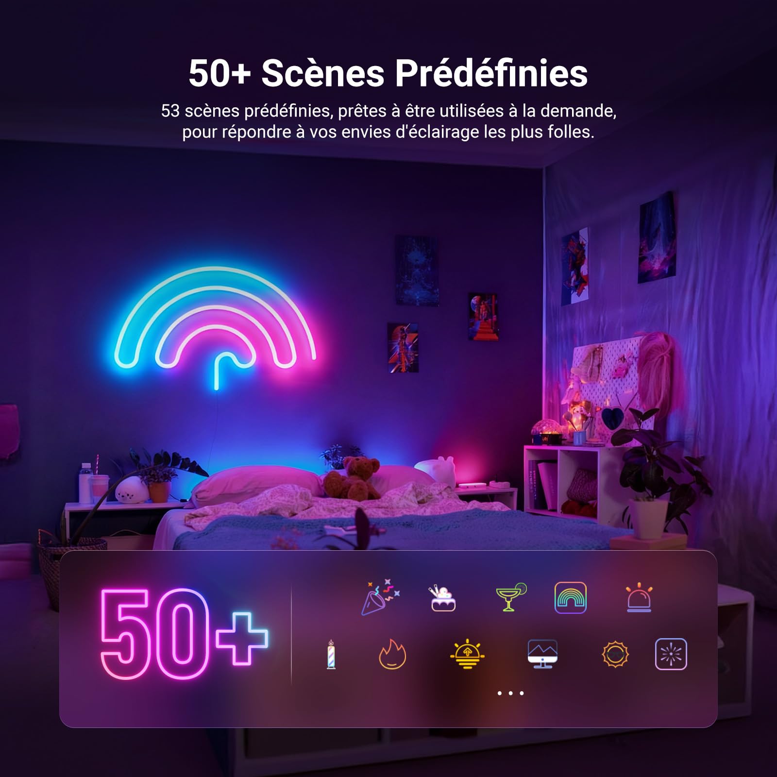 NEEWER 5m Ruban LED, Smart AI RGB Flexible Découpable,NS02