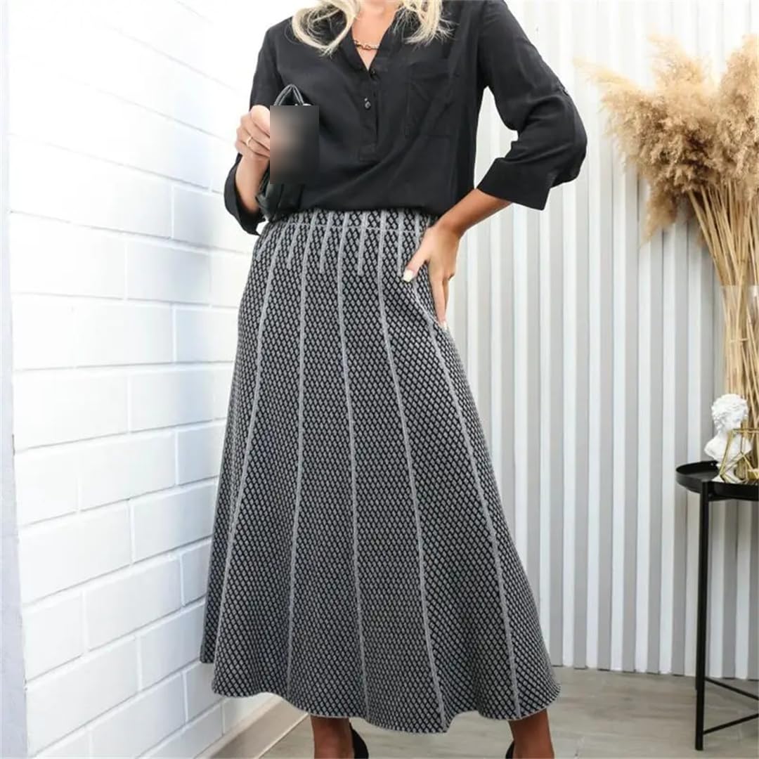 Yeuyyben Autunno Inverno Spessa Calda Donna Maglione Gonna Una Linea Lunga Maxi Gonna Moda Casual Midi Lady Gonne