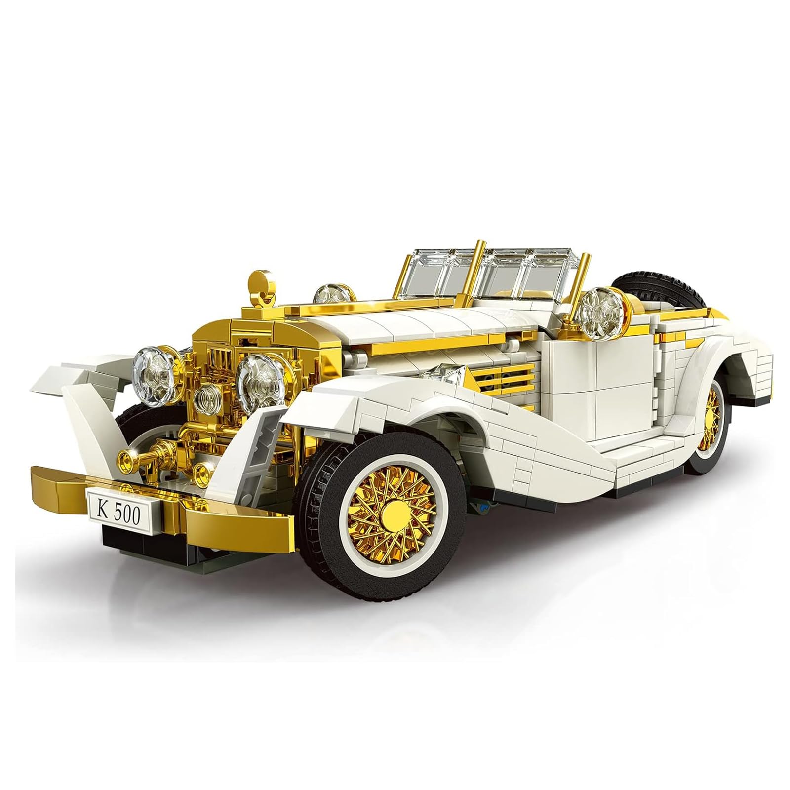 Mould King 10003, Technik Oldtimer Auto Modell, Vielfalt an Kreativität Technologie K500 Vintage Auto Klemmbausteine Bausatz Kompatibel mit Technik Nostalgischer Oldtimer