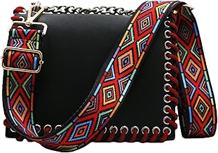 Wide Shoulder Bag Strap, Adjustable Replacement Handbag Straps Crossbody Bag Straps Purse Straps Canvas Bag Strap with Metal Swivel Hooks (Colorful)