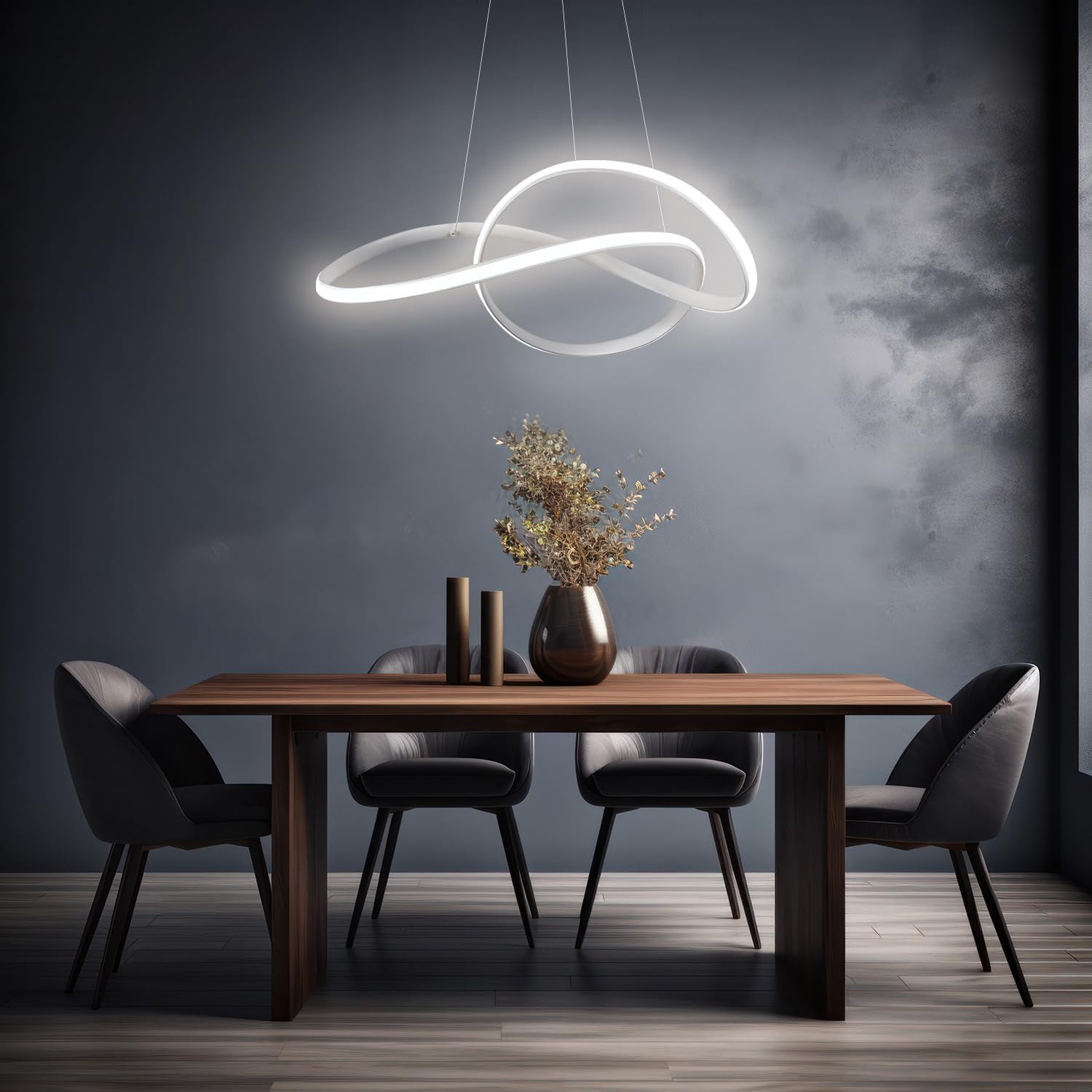 Lampadario Led Arcadia 60cm - Dimmerabile Con Telecomando E App, 5500 LM Per Interni Moderni - Foto 11