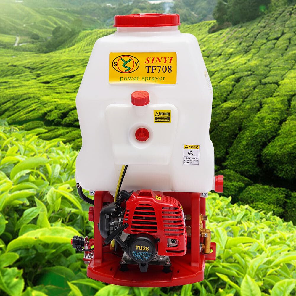Pulverizador de espalda, pulverizador a presión de 20 L, motor de 2 tiempos, pulverizador universal para jardín con encendido CDI para parques, patios, etc