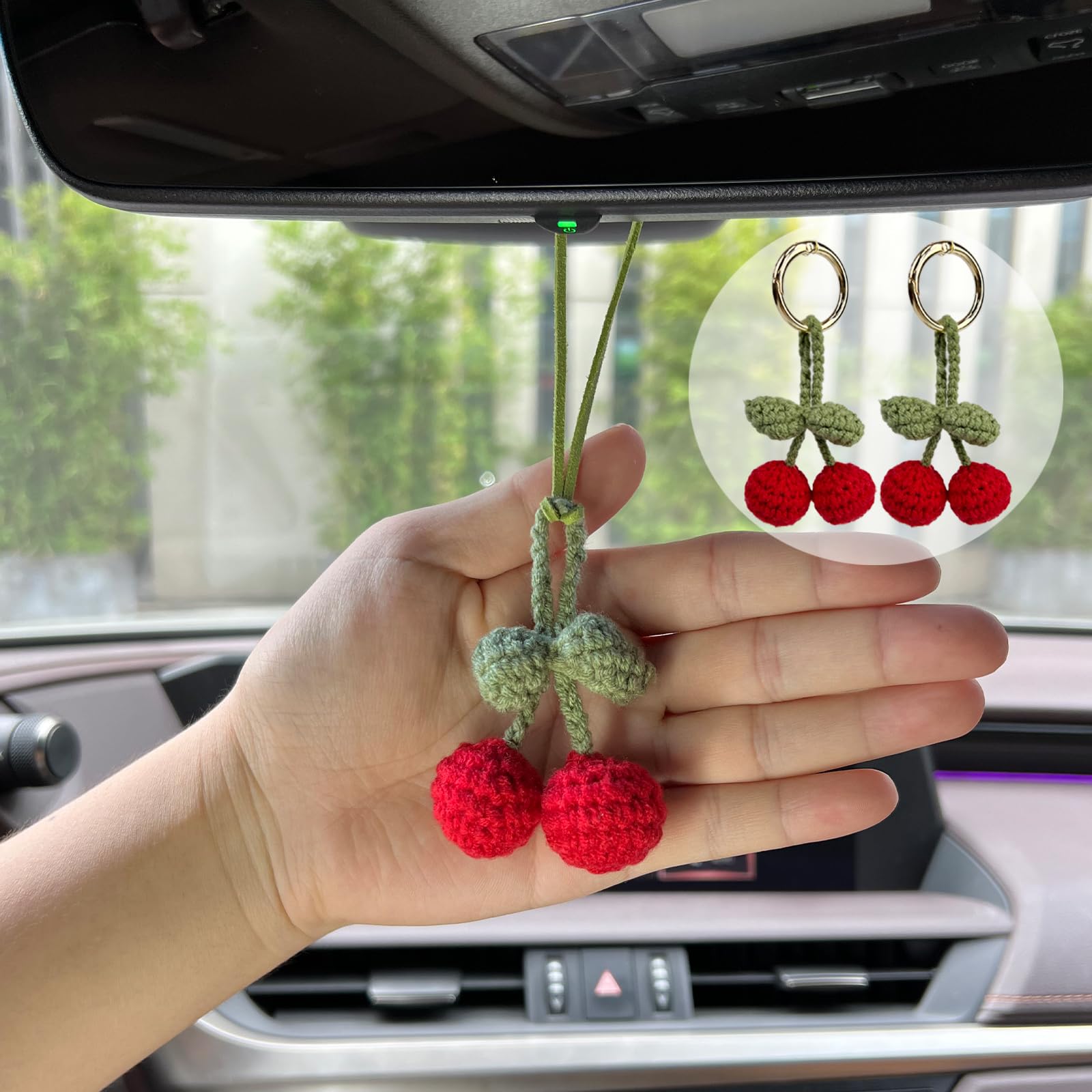 Amazon.com: Refintural 2 Pieces Handmade Cherry Decor Car Mirror
