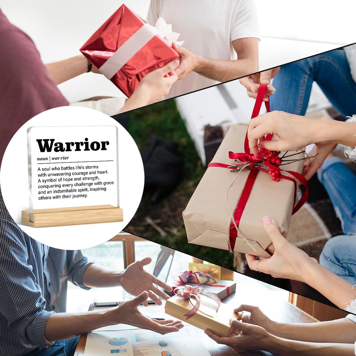 Inspirational Cancer Gift Recovery Get Well Gifts for Men Women, Cancer Survivor Gifts Warrior Definition Acrylic Desk Plaque Sign Home Decor - Image 7