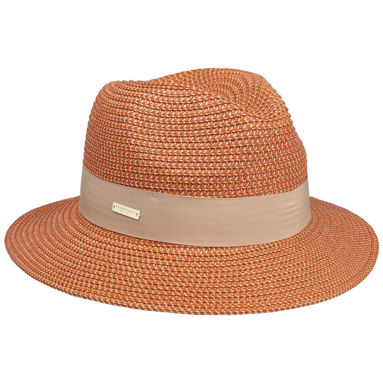 Seeberger Cappello di Paglia Vandia Traveller Donna - da Giardiniere Estivo Cappelli Spiaggia con Nastro in Grosgrain Primavera/Estate Estate