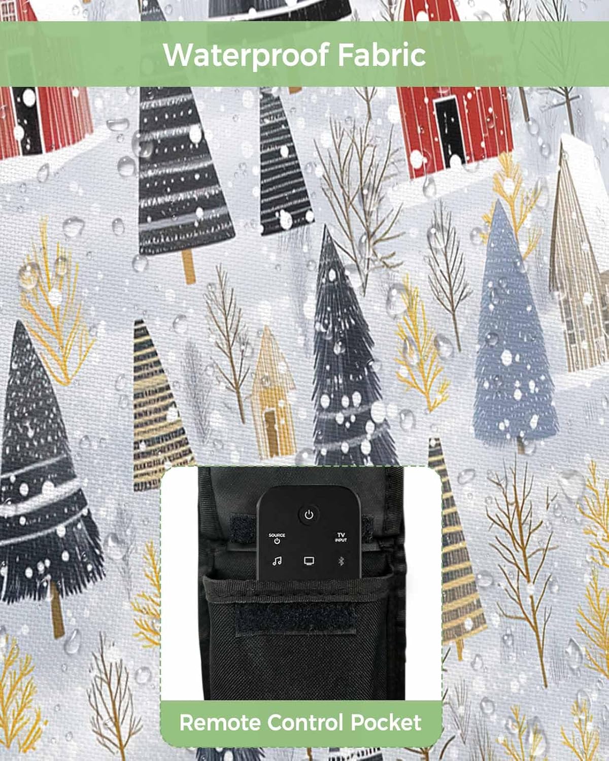 Christmas Tree Outdoor TV Cover 48"-50" - 600D Waterproof TV Cover Weatherproof TV Screen Protector Dustproof Winter Xmas Watercolor House Blue TV Display Protector for Outside Flat Screen TV