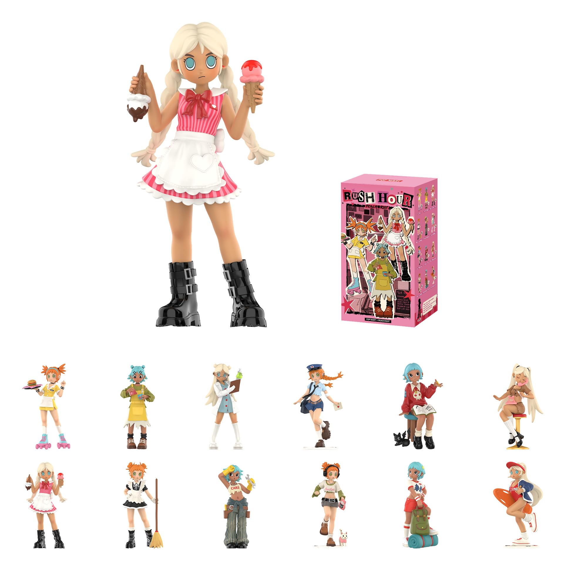 Peach Riot Rush Hour Series Figures, Blind Box Figures, Random Design Action Figures Collectible Toys Home Decorations, Holiday Birthday Gifts, Single Box
