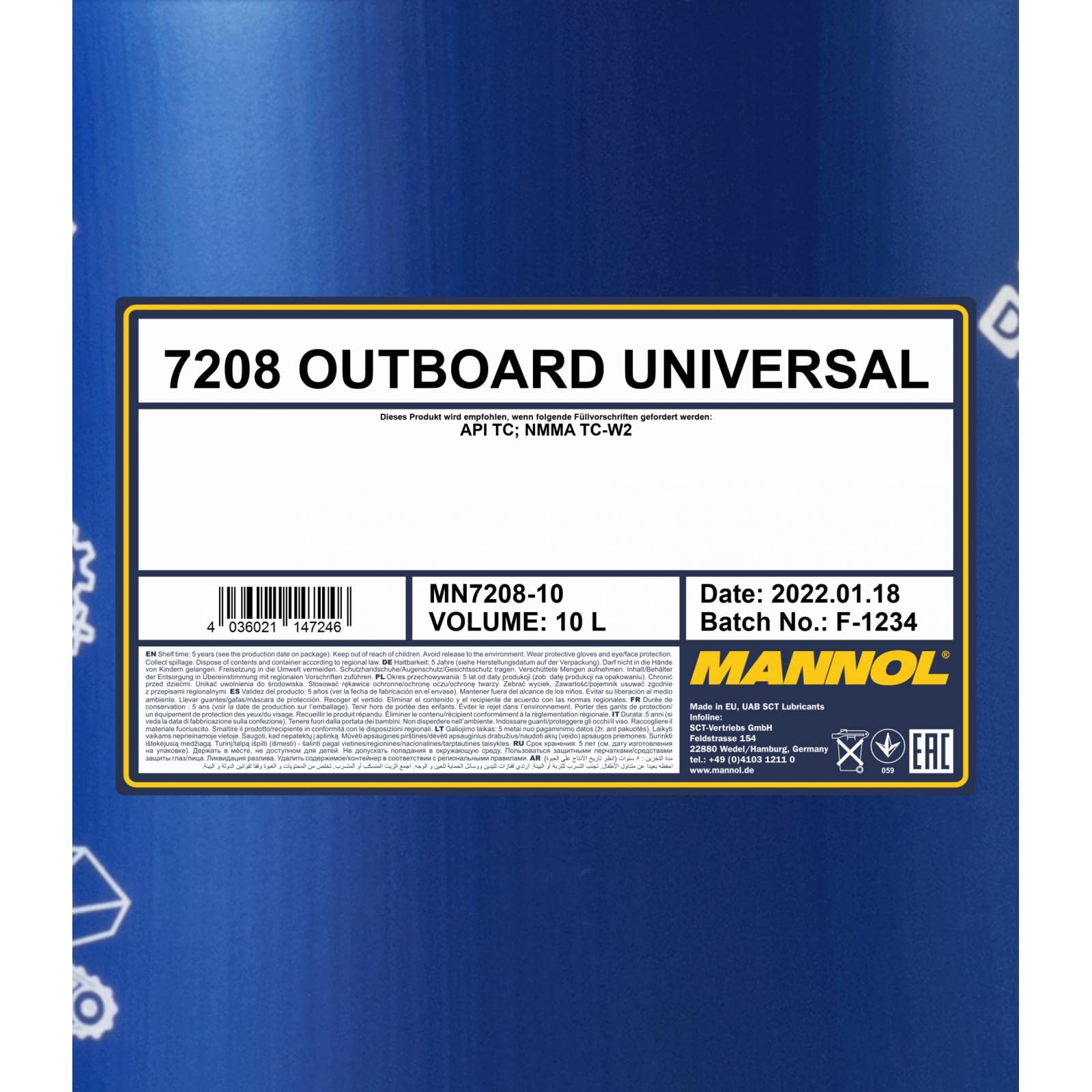 MANNOL 7208 2-Takt-Motoröl für Außenborder & Jetski, NMMA TC-W2, 10L | MN7208-10, Mannol 7208 Outboard Universal
