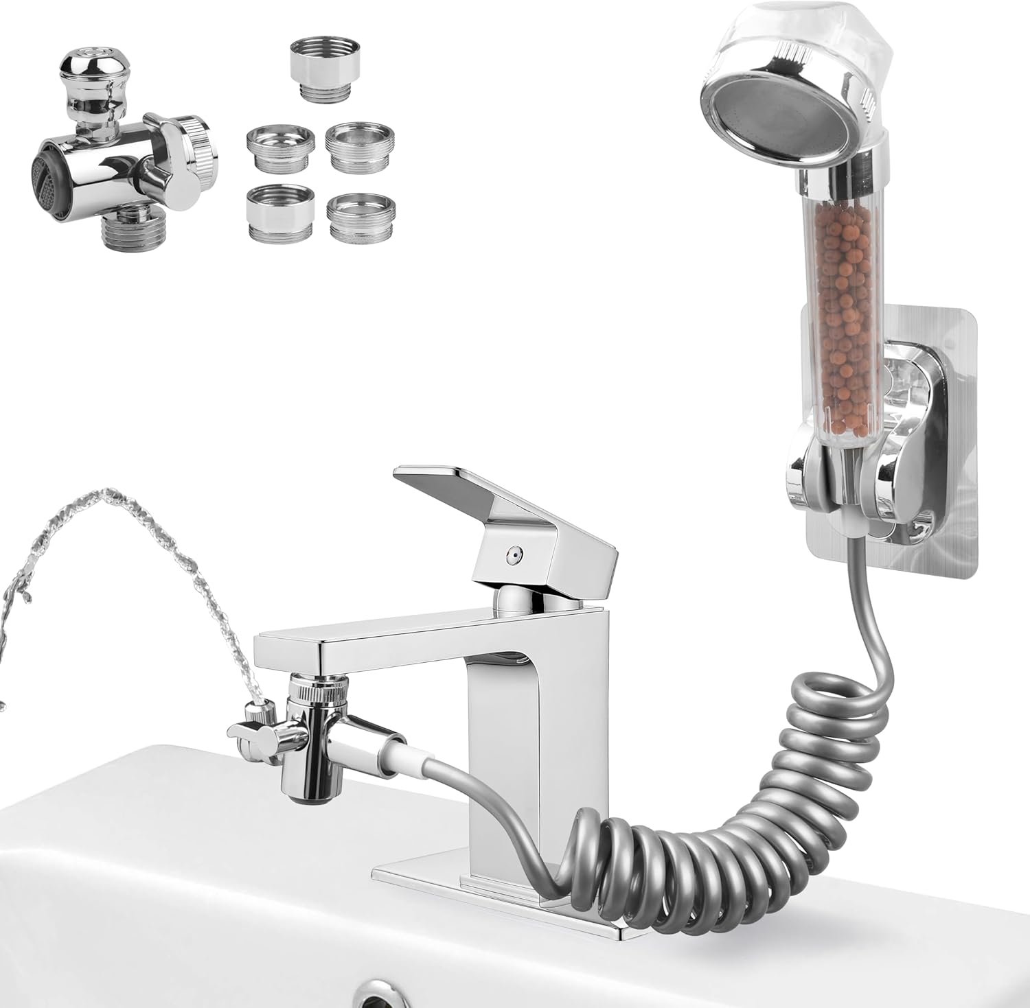 Aolemi Shower Head Sink Faucet Hose Sprayer Attachment Set, 5 Adapters