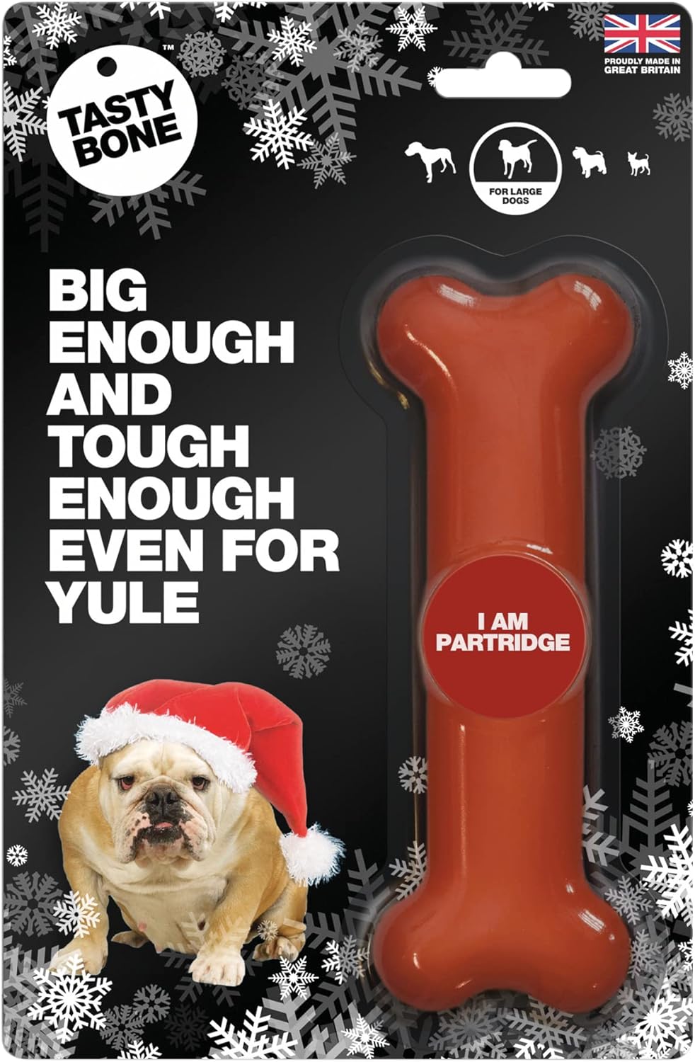 TASTYBONE Festive Nylon Dog Chew Toy for Large Dogs (Partridge) - Christmas Dog Present, Indestructible for Aggressive Chewers, Everlasting Flavour, Made in the UK