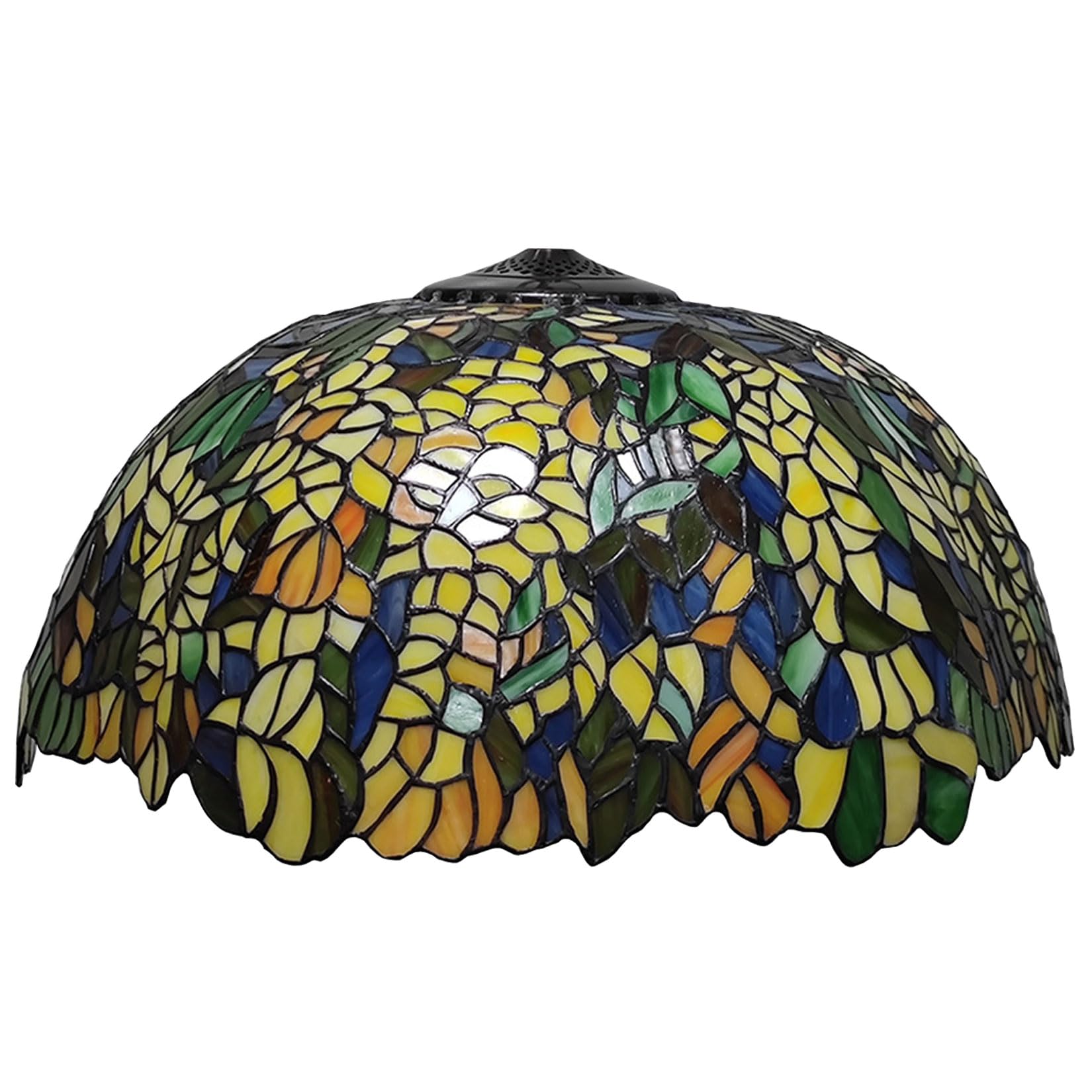 SaryEdge 20 Inch Yellow Wisteria Lamp Shade Replacement Only, Tiffany Stained Glass Lamp Chimney, Vintage Handmade Light Cover Accessories for Table Lamp Pendant Light Floor Lamp Fixtu，