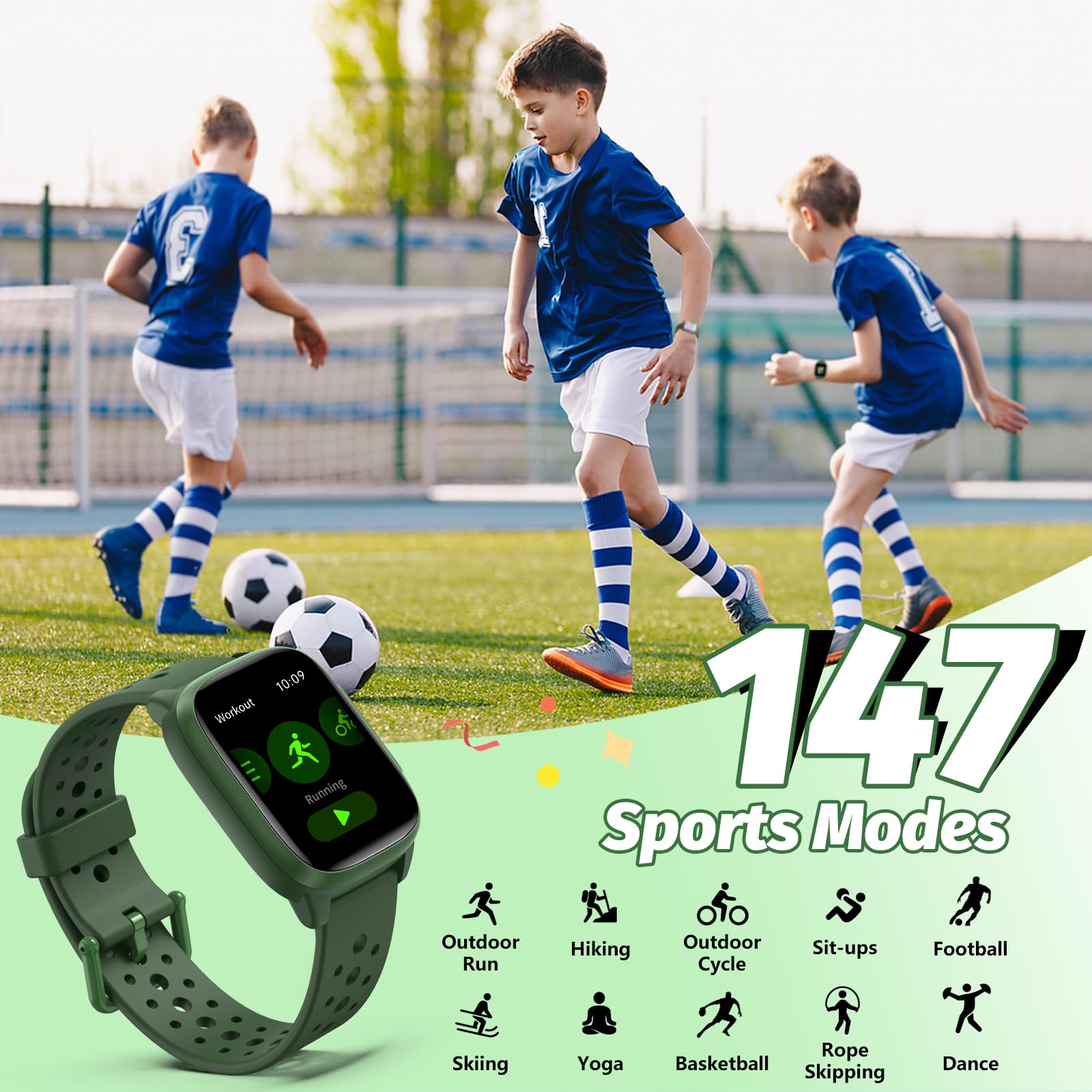 meoonley Smartwatch per Bambini, Activity Tracker da 1.5" per Ragazzi, monitoraggio benessere e sonno, Frequenza Cardiaca, Giochi di puzzle, Funziona Senza App/Telefono, Regalo per Ragazzi 6-15 Anni