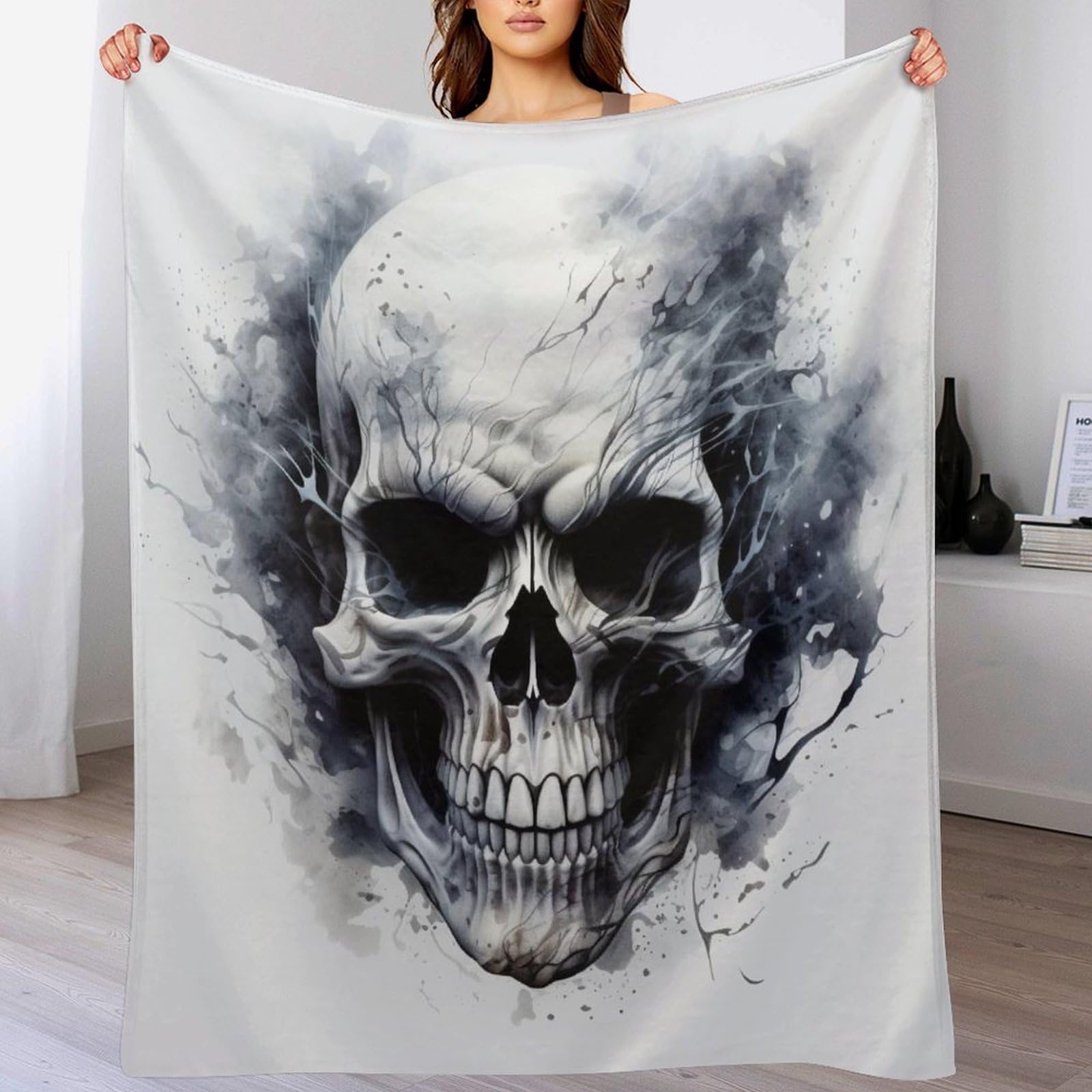 Manta de calavera de franela para sofa y cama 100x130 cm