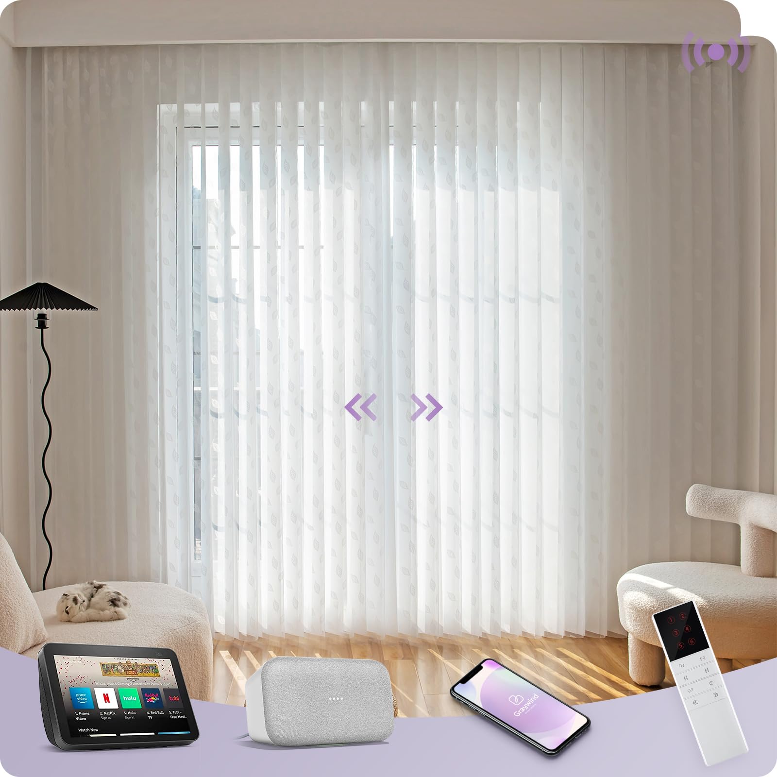 Amazon.com: Graywind Motorized Sheer Vertical Blinds Compatible