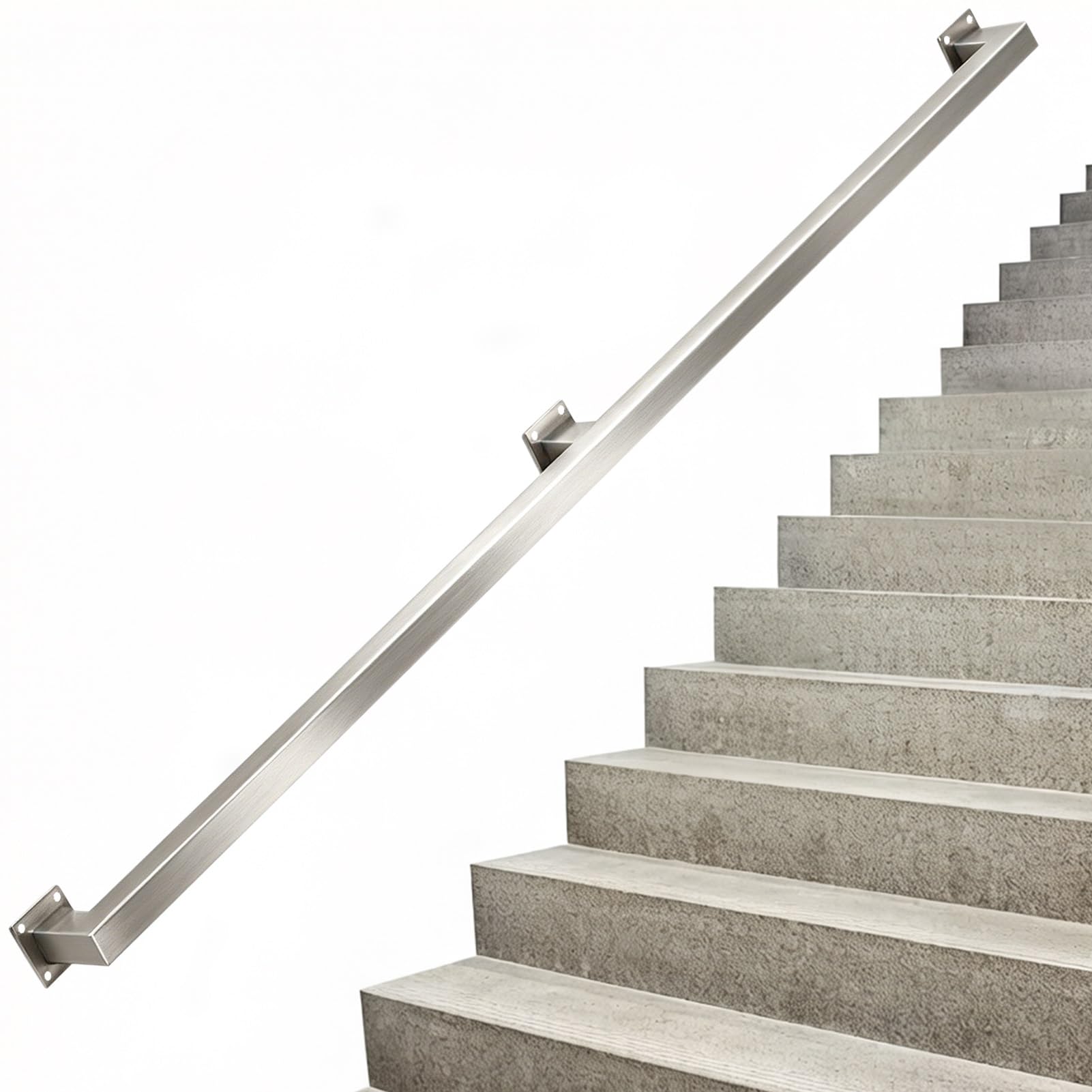 Liyadolaam Women's One Color Industrial Metal Handrail For Steps, Indoor And Outdoor Banister Railing Stair Handrails Support Set, Sliver Stainless Steel Corridor Safety Staircase Hand Rails(17Ft/510Cm)