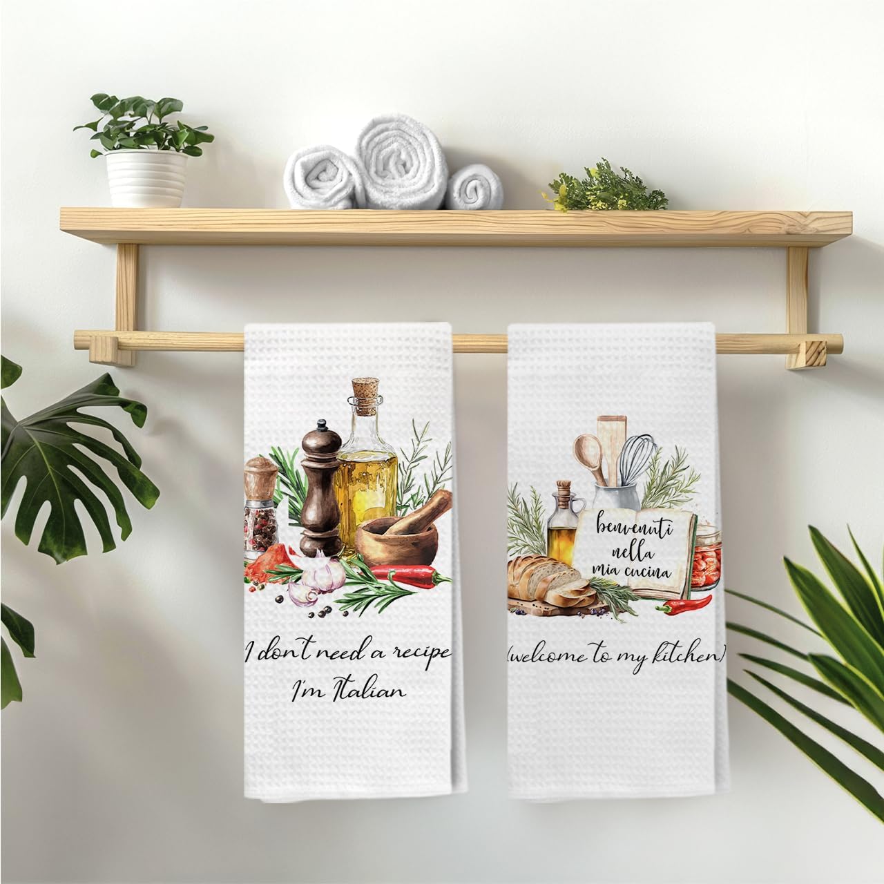 Funny Italian Kitchen Towels, Italian Cooking Gifts Decorative Hand Towels for Kitchen, Gifts for Cooks Cooking Lovers Dish Tea Towel Drying Cloth, 16x24 Inch Set of 2 - Image 4