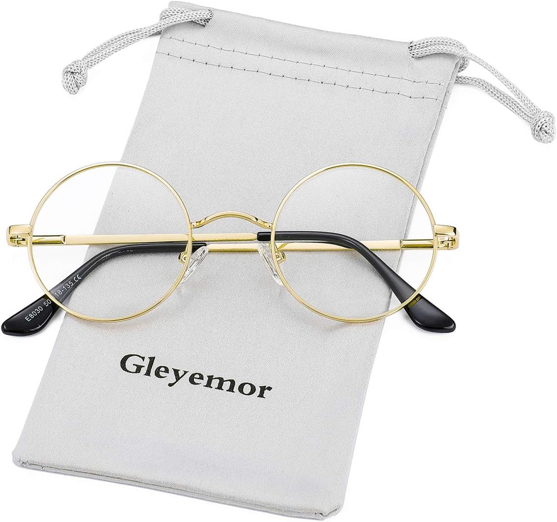 Gleyemor Polarized Round Sunglasses for Men Women Hippie Small Circle Glasses Red Yellow Lenses