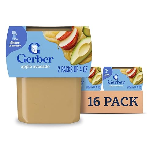 Gerber 2nd Foods Apple Avocado - Alimento para bebé con puré de manzana y aguacate tubos de 4 onzas 2 unidades paquete de 8