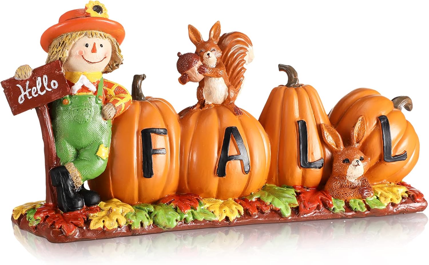 Fumete Hello Fall Decoration for Home Thanksgiving Decorations Indoor Resin Table Decor Fall Figurines Decor for Household and Office Table Decoration
