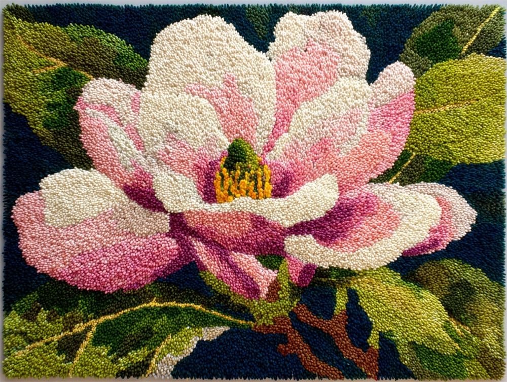 FWRTYCB DIY Crochet Carpet Kit Magnolia 20X15Inch Rug Making Kit
