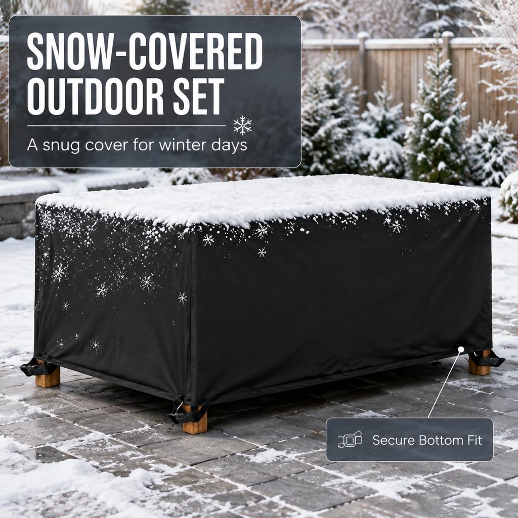 Copertura per Mobili da Giardino 385x265x100 cm Impermeabile e Antivento in Tessuto Oxford 420D, Telo Protettivo Antineve per Tavoli e Sedie da Esterno, Nero