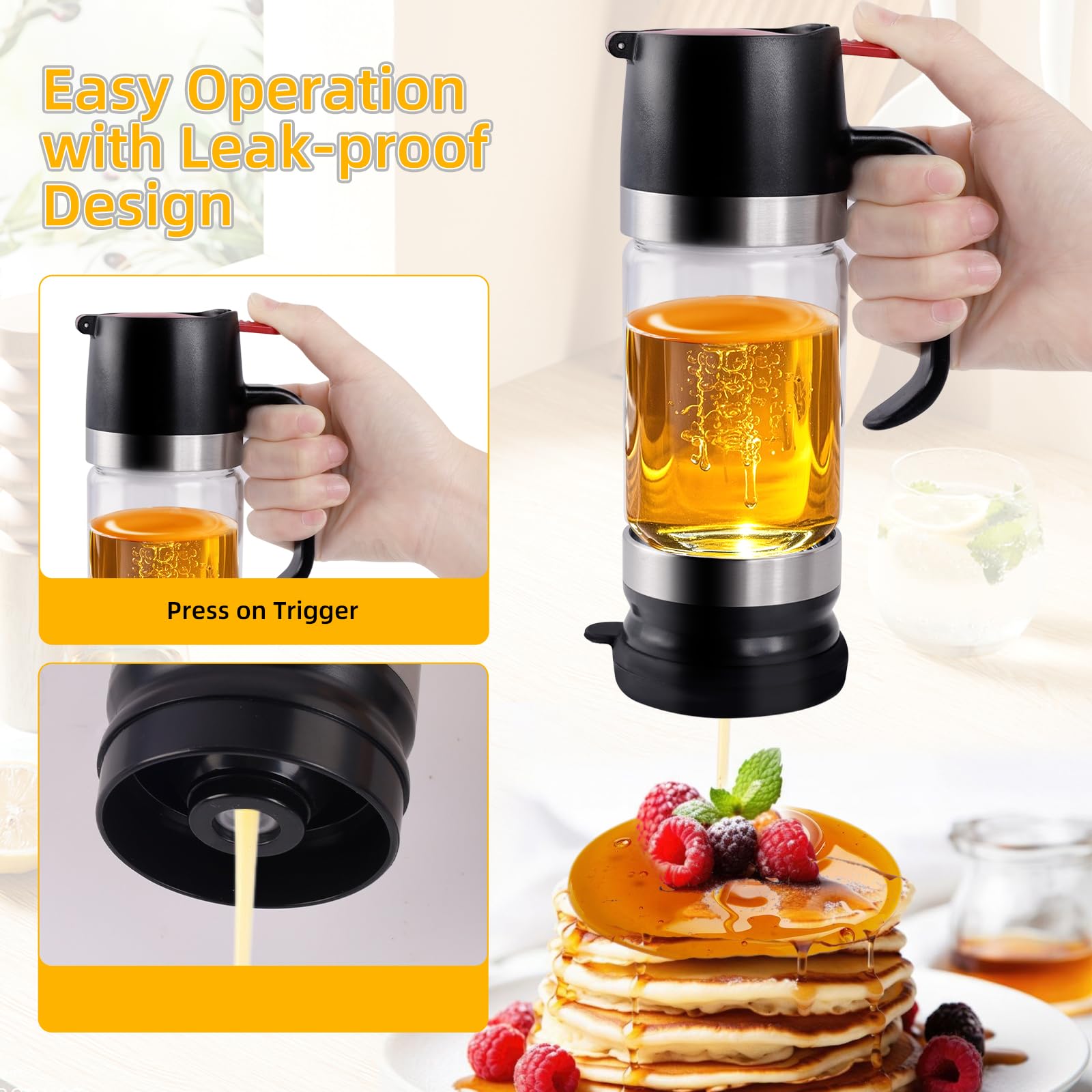 Dispenser Di Miele In Vetro 300 Ml: Antigoccia Dosatore Miele Con Manico - Ideale Per Mieles E Sciroppo, Salsa Di Soia, Altri Liquidi, Accessori Da Cucina
