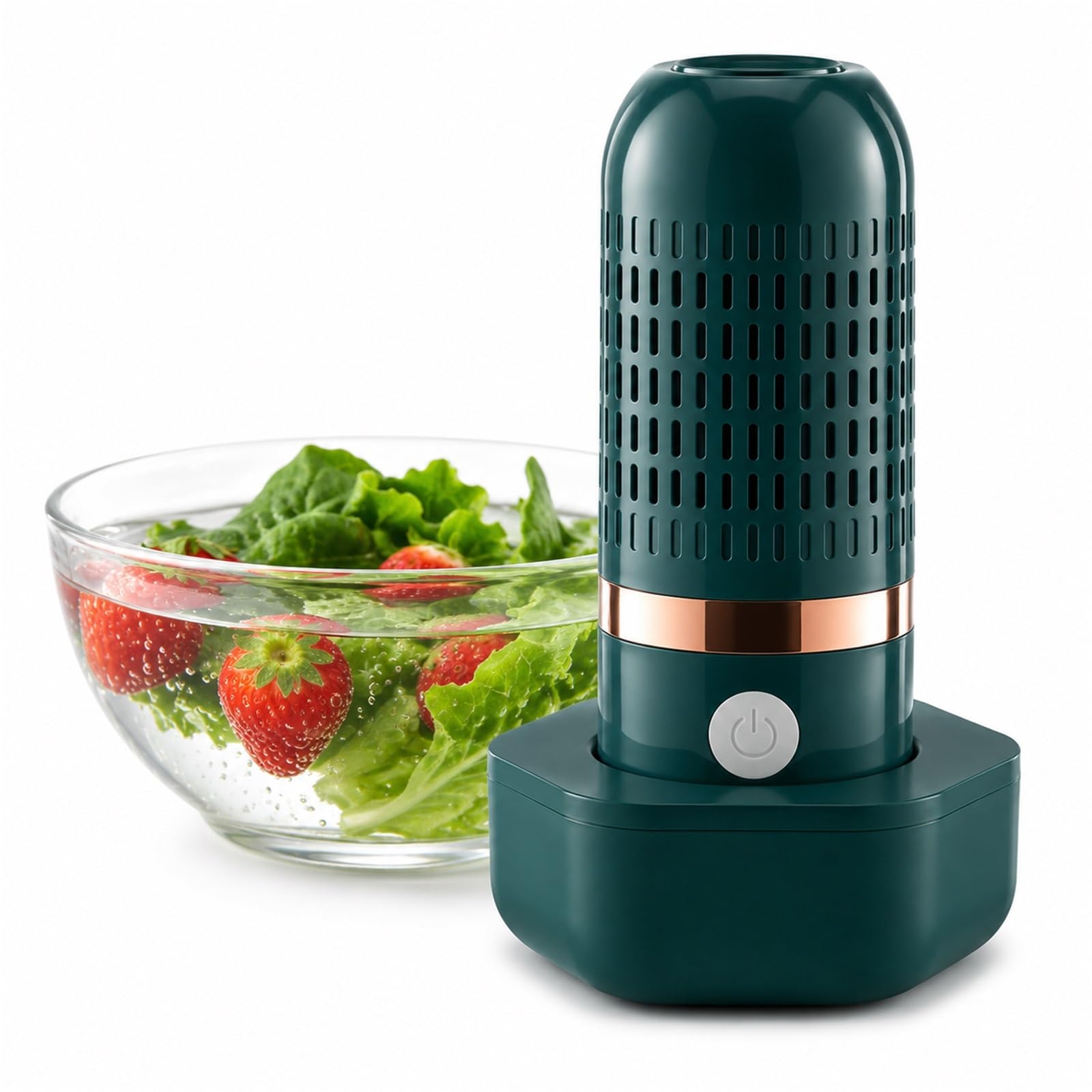 Portable Fruit and Vegetable Washing Machine Cordless Food Purifier for Produce Meat Rice Grains USB Rechargeable Ultrasonic Kitchen Cleaner for Home Camping(Green)