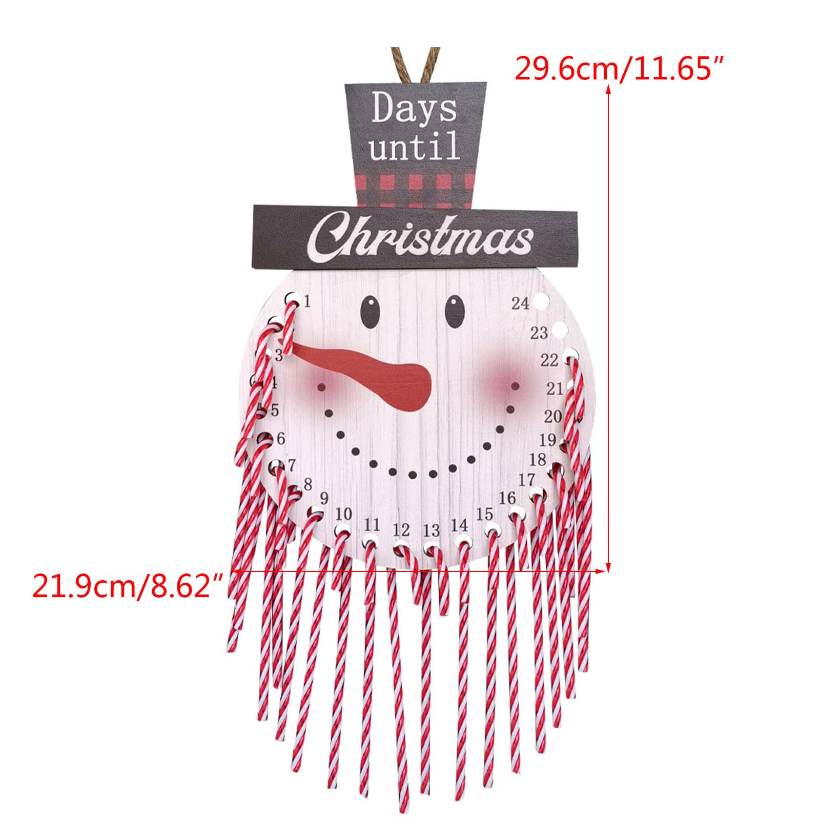 Calendario dell'Avvento natalizio con bastoncini di legno da appendere alla parete, per conto alla rovescia, decorazione per bambini