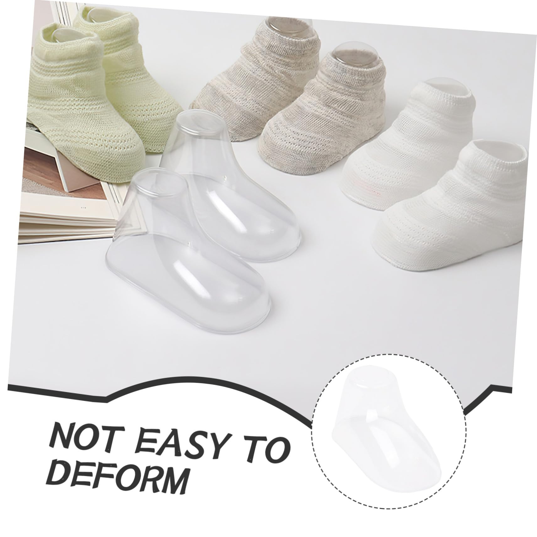 100 Stück Transparente Babyfüße Schuhhalter aus Kunststoff Socken Bootie display für Babysocken Schuhform zur Schuhformpflege und Präsentation