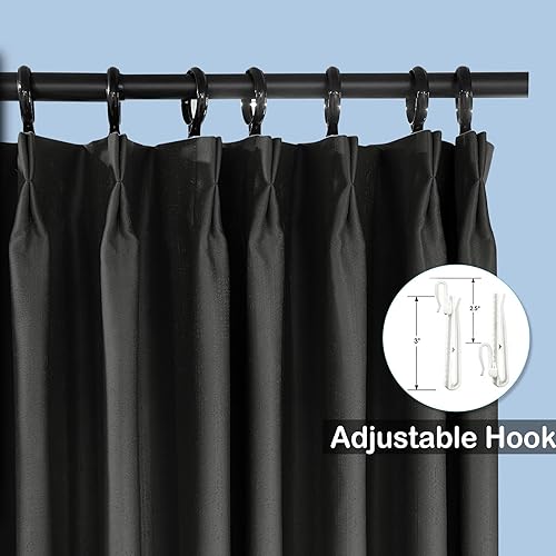 Miniatura 2 de Cortinas opacas para oscurecer la habitación, con aislamiento ignífugo, cortinas plisadas para hotel, hogar, oficina, negro, 1 panel, 72 pulgadas de