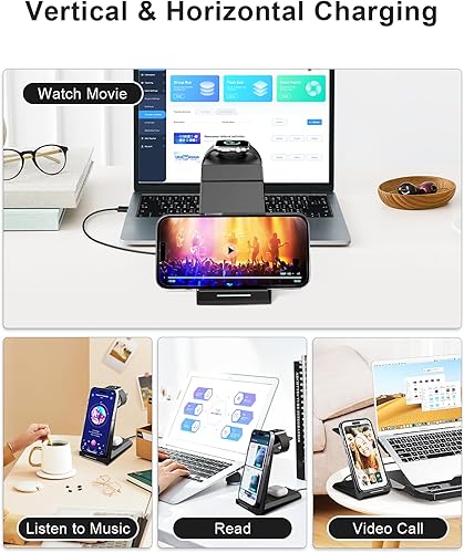 Miniatura 4 de Cargador inalámbrico 3 en 1 - Estación de carga rápida ADADPU 15W Negro