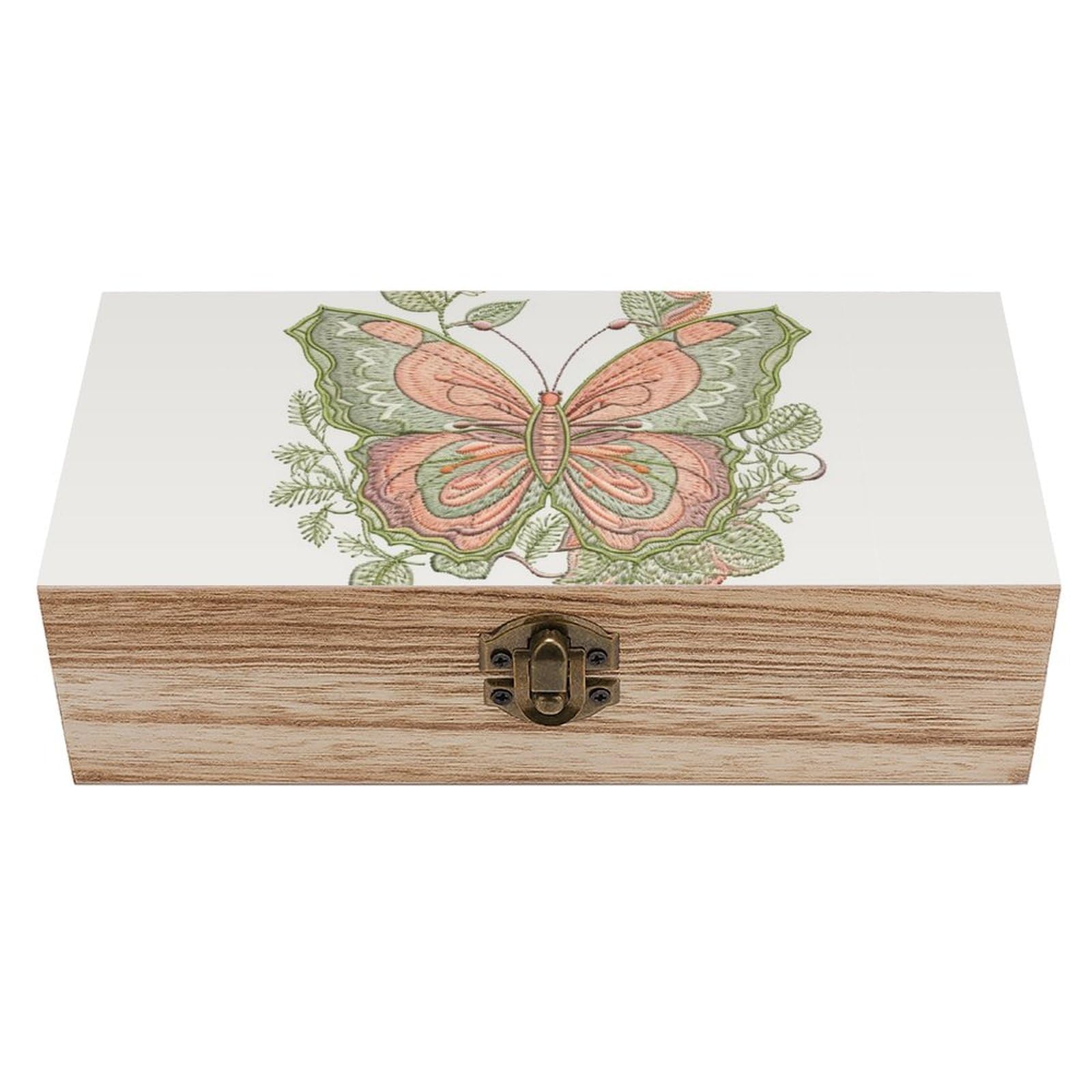NTVOWPZO Wooden Storage Box Leaf Butterfly Wood Gift Box with Hinged Lid Vintage Decorative Boxes Jewelry Memory Box for Jewelry Art Hobbies Home Storage Treasure Keepsake Gift