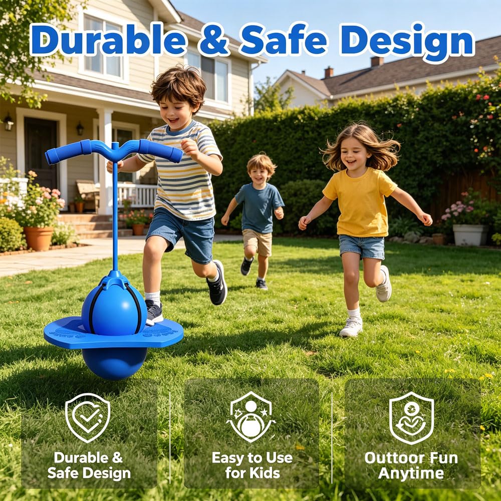 Balón Saltarín Equilibrio Niños Balance Jumping Ball Pelota Saltarina con Asa Antideslizante Pelota Saltarina con Mango para Interior Exterior Gimnasio Hogar Sala de Estar
