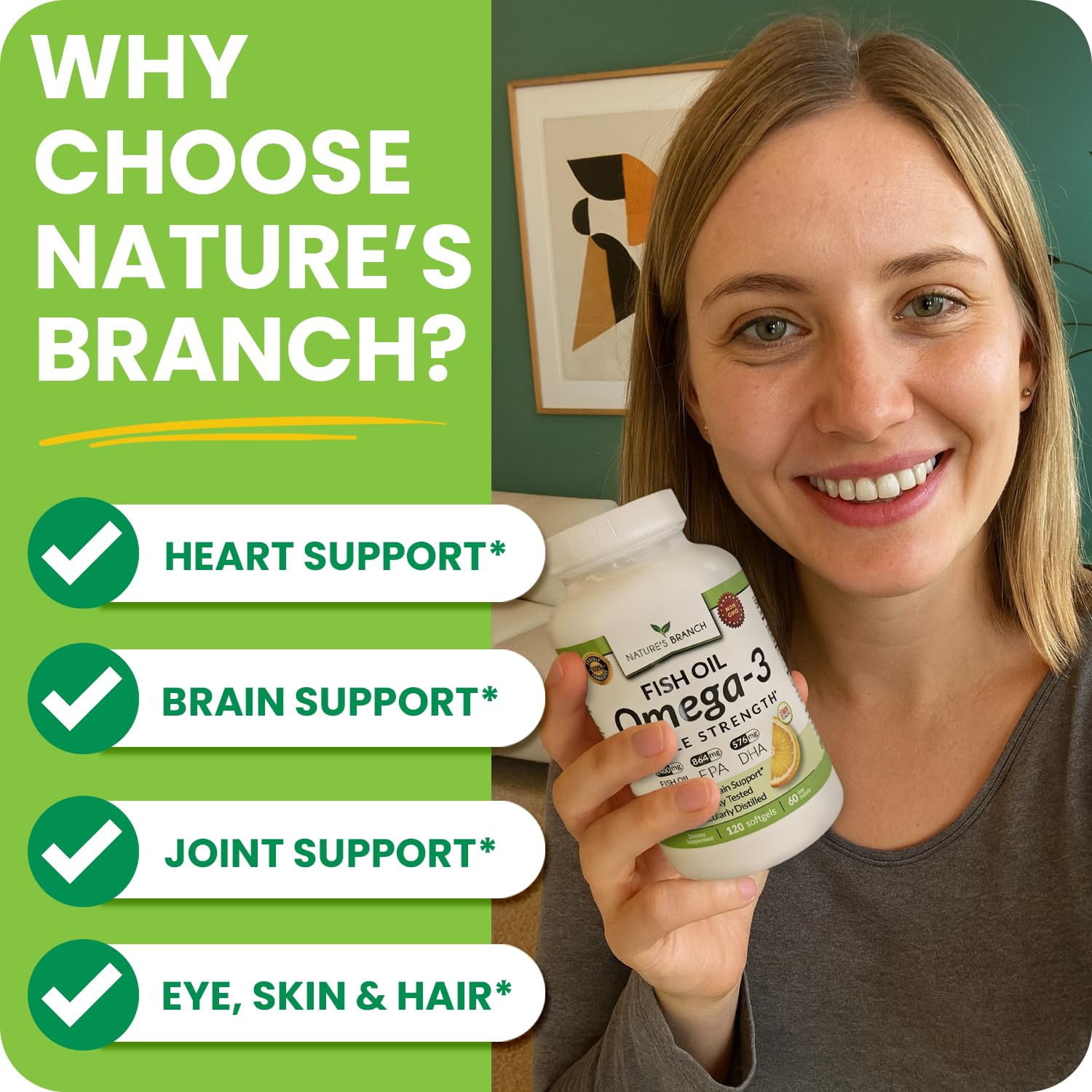 Triple Strength Omega 3 Fish Oil for Heart Health, Brain & Eyes – Burpless — Amazon image 3