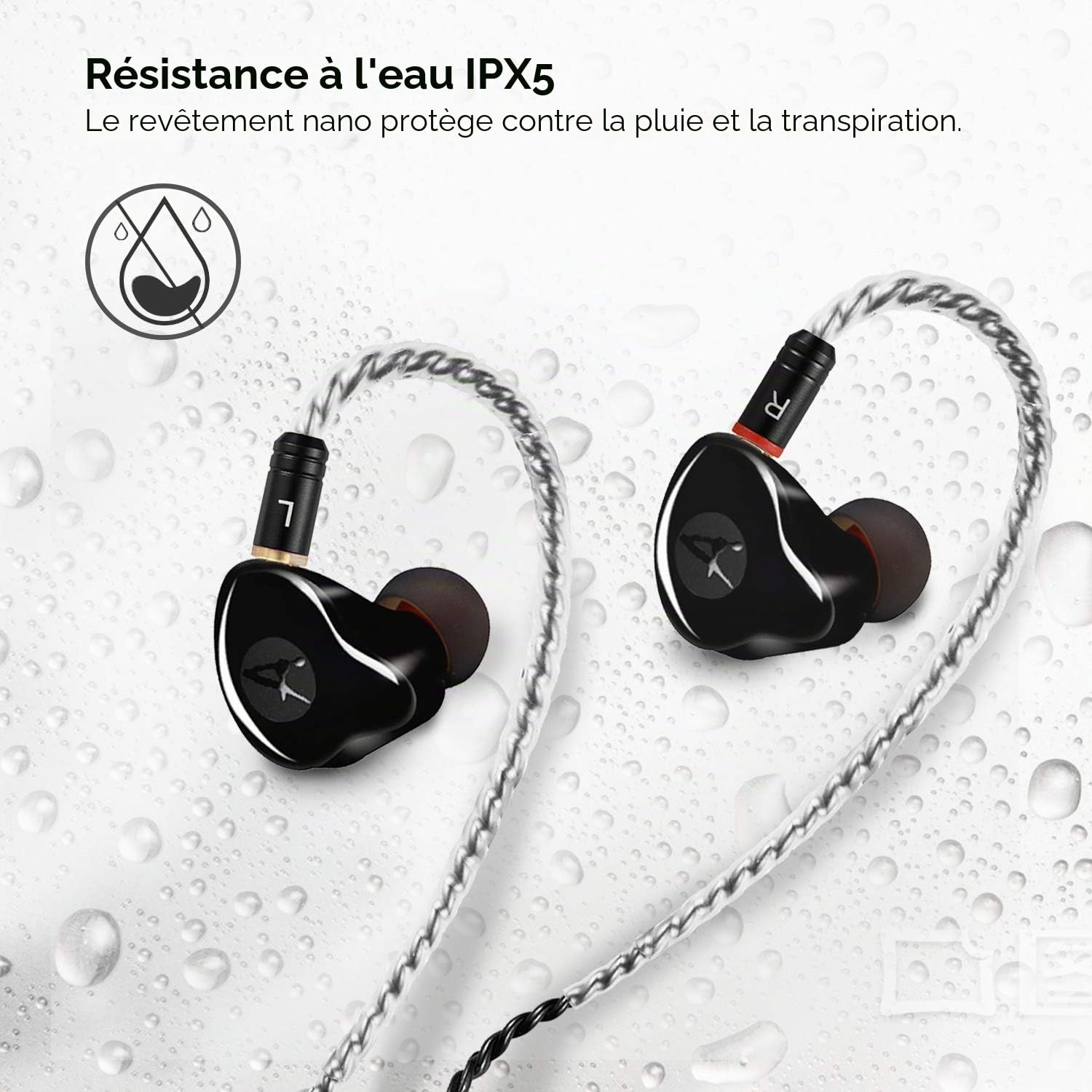 in-Ear Monitors [Newest Updated Version] Wired Earbuds Headphones/Earphones/Headset Dual Drivers with MMCX Detachable Cables Noise-Isolating Sweatproof Earphones HiFi Stereo (BlackNo Mic)