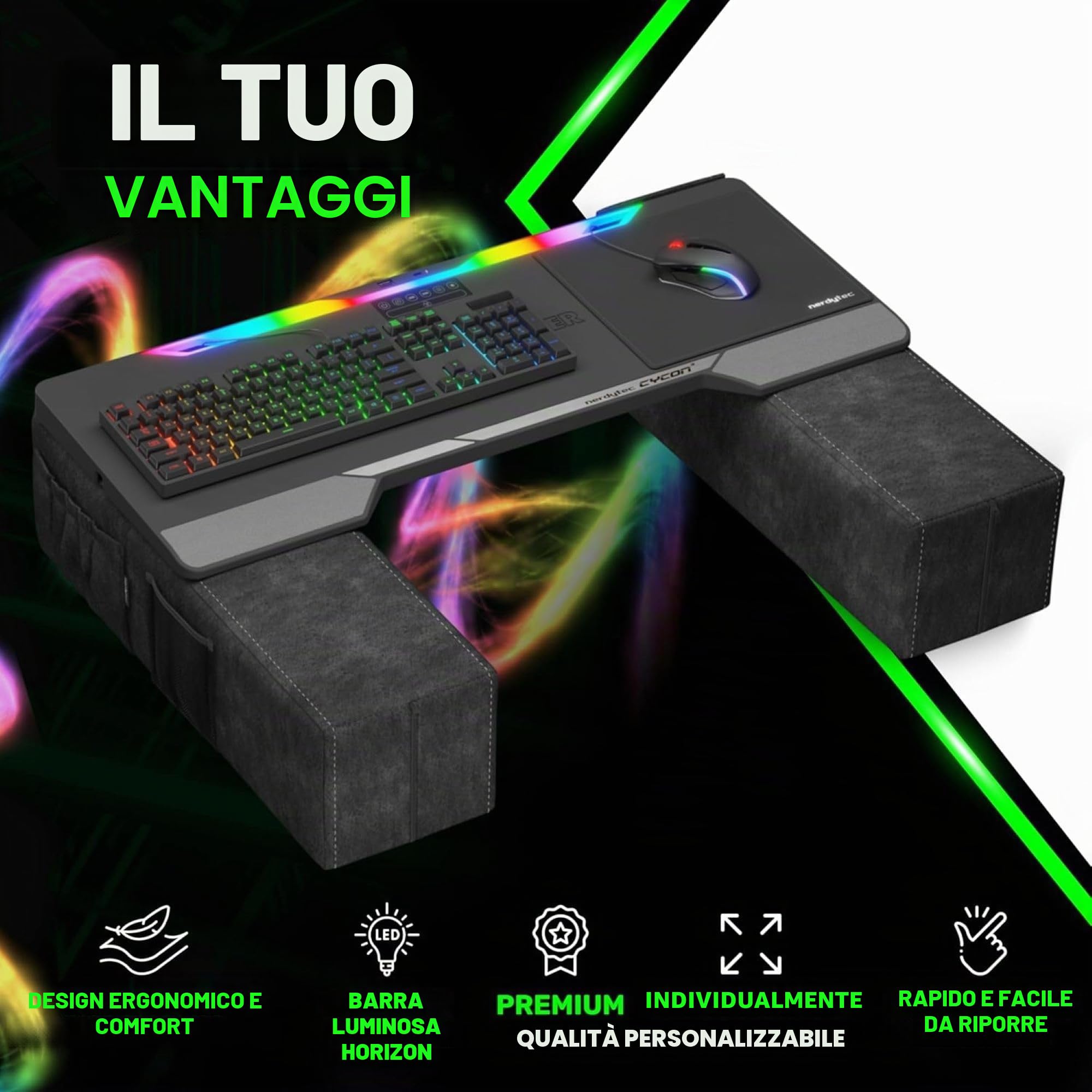 Couchmaster® CYCON² - Black Edition - gaming pad del divano per mouse e tastiera (per PC, PS4/5, XBOX One/Series X|S)