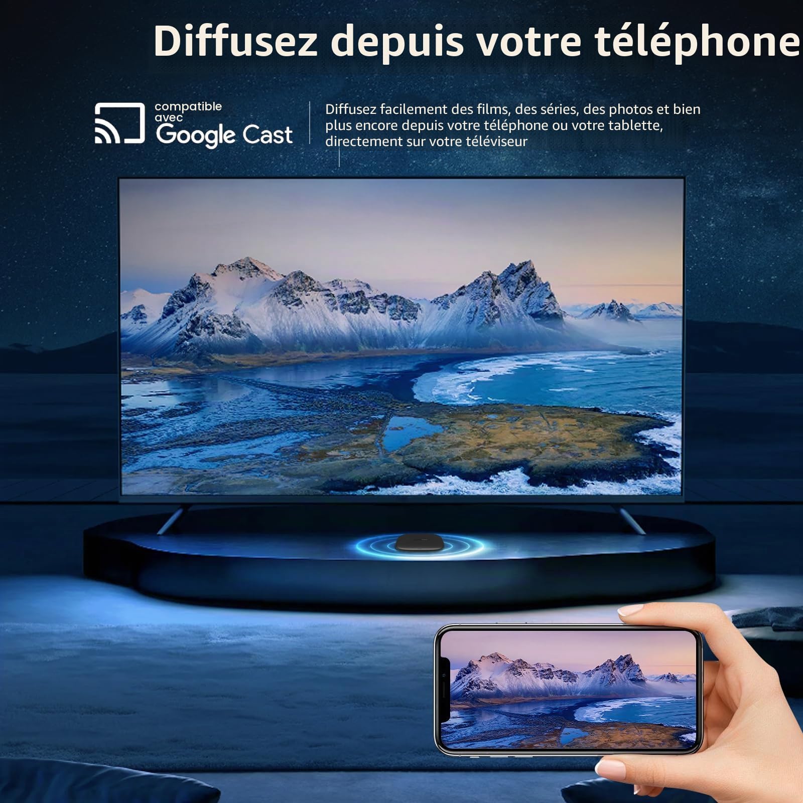 Xiaomi TV Box S 3ème génération version britannique, 4K UHD, 2 Go de RAM + 32 Go de ROM, Dolby Vision & Atmos, WiFi 6, HDMI 2.1, Google TV, streaming rapide, noir (avec prise britannique)