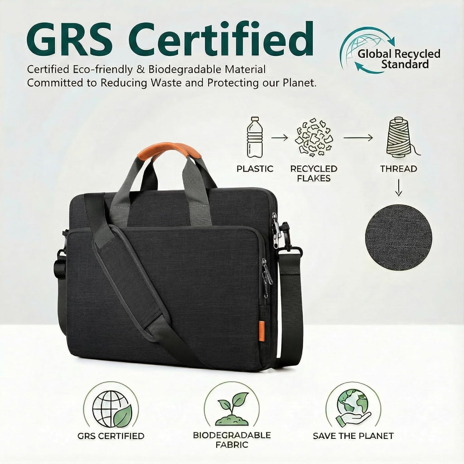 15 15.6 16 inch Laptop Computer PC Shoulder Bag Carrying Case, Water-Repellent Fabric Briefcase, Lightweight Toploader, Business Casual or School - Image 7