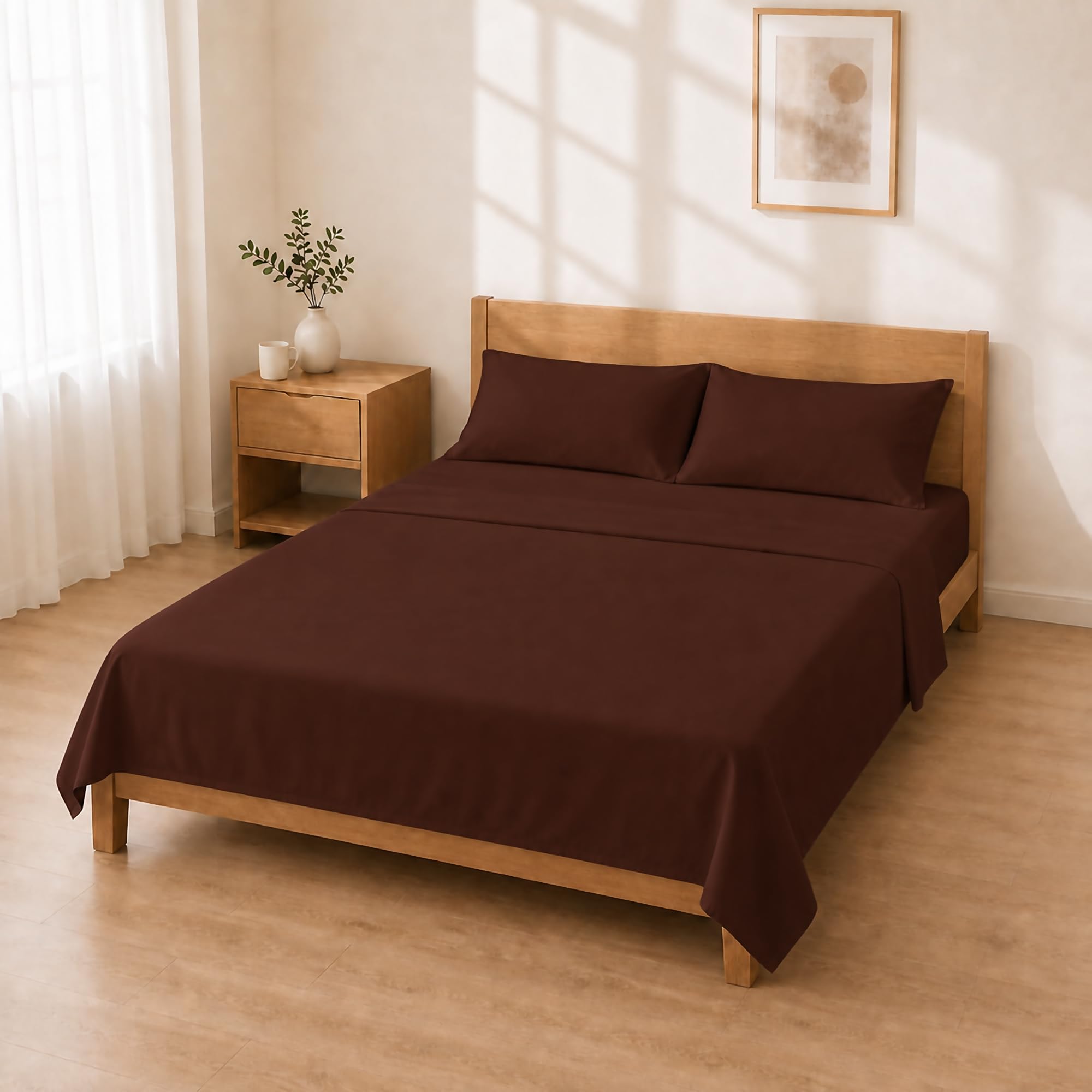 Homebliss Brown Microfibre Bed Set 160 X 200 + 30 / 240 X 280 Cm + 50 X 80 Cm 2 Pieces