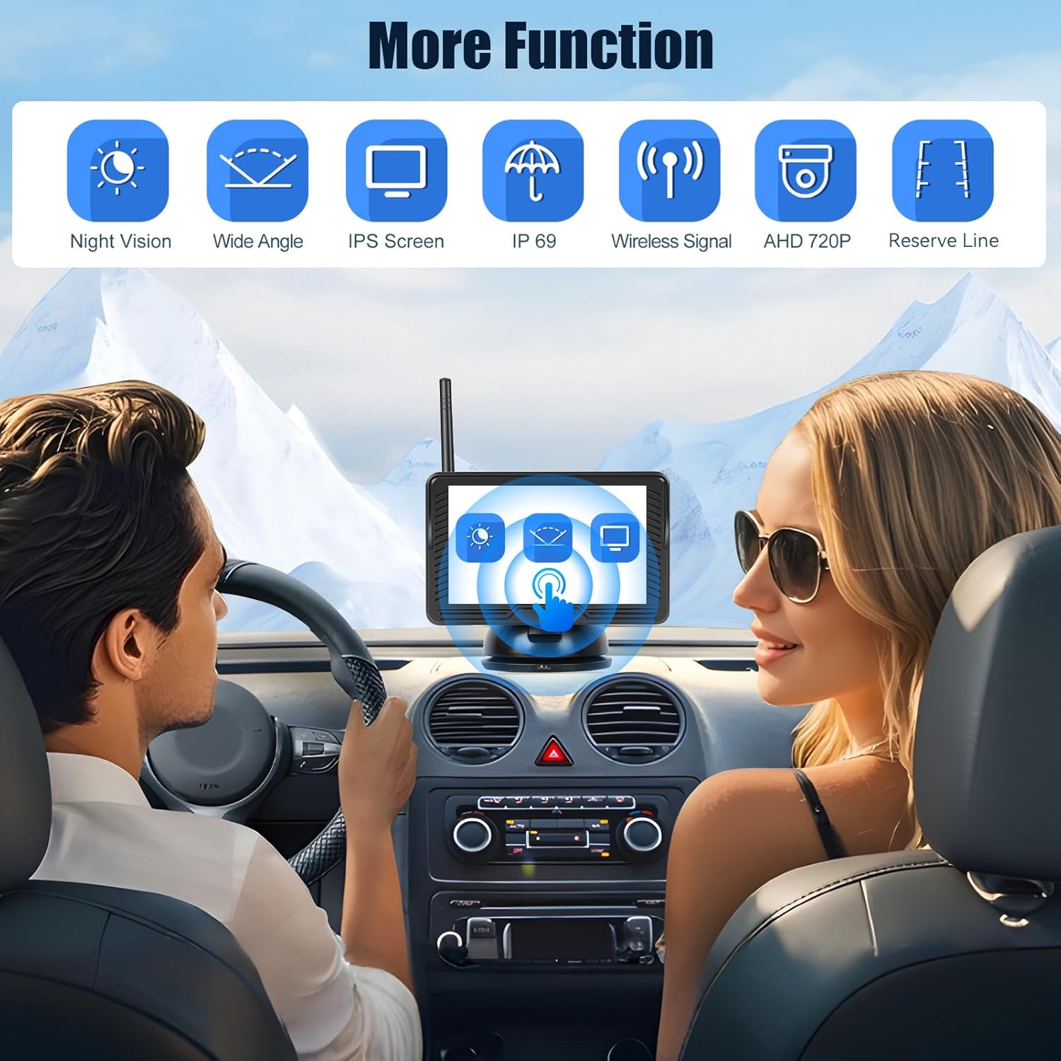 Wireless Backup Camera, 4.3" Easy Setup Plug-Play, AHD Screen Reverse Rear Camera, IP69 Waterproof, Clear Night Vision, Infrared, Long Range with Monitor System for Car Truck SUV