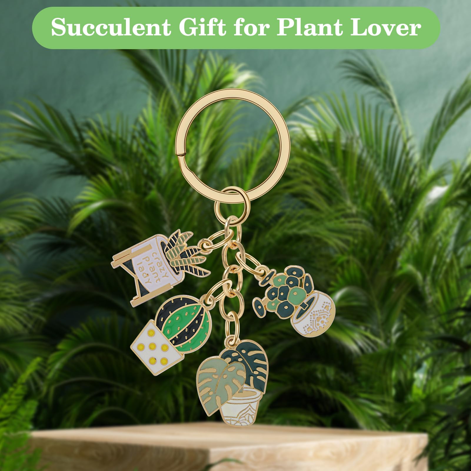 Oubaka Schlüsselanhänger für Pflanzenliebhaber, Geschenk für Damen und Herren, Sukkulenten-Schlüsselanhänger, Pflanzengeschenk, niedlich, modisch, Kaktusform, Rucksack, Schlüsselanhänger für